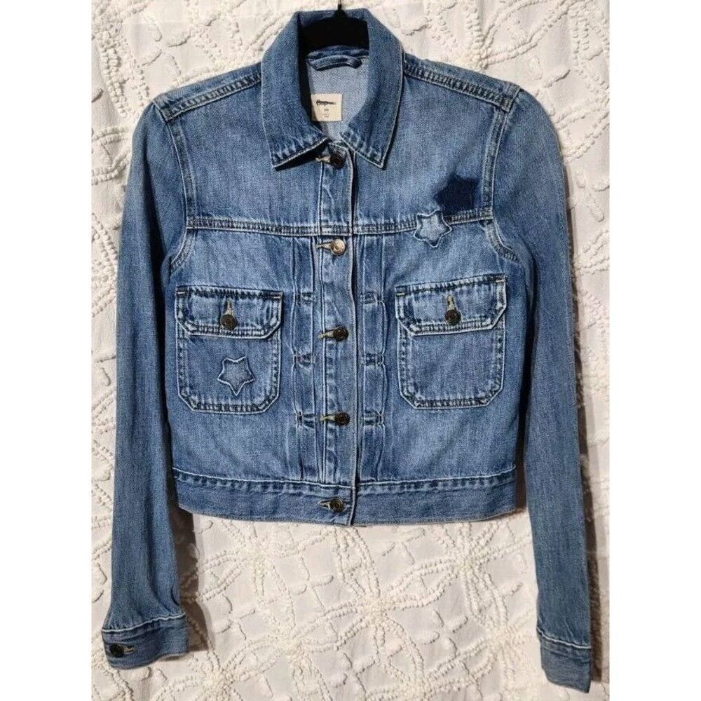 Gap Jacket Womens XXS Denim Blue Jean‎ Star Country Western Outdoor Transitional